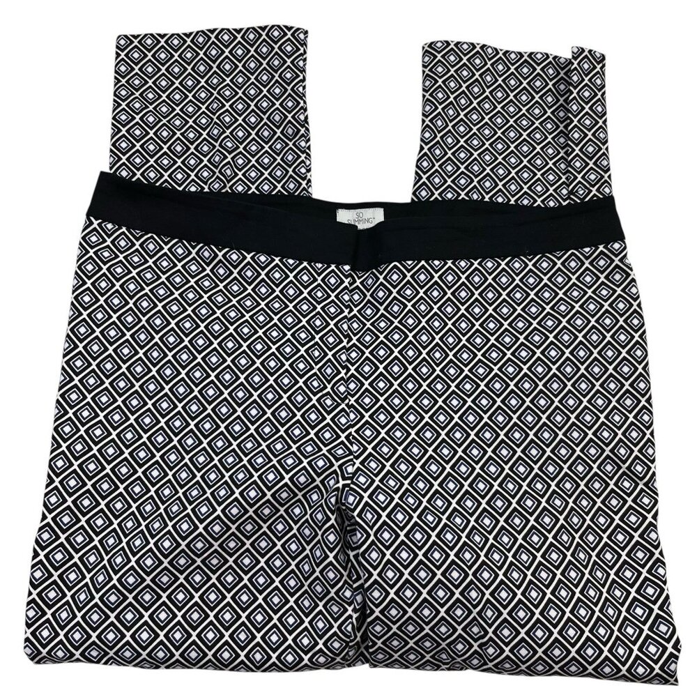 Chico's Geometric print Plain front stretch pants Women's size 2(12)